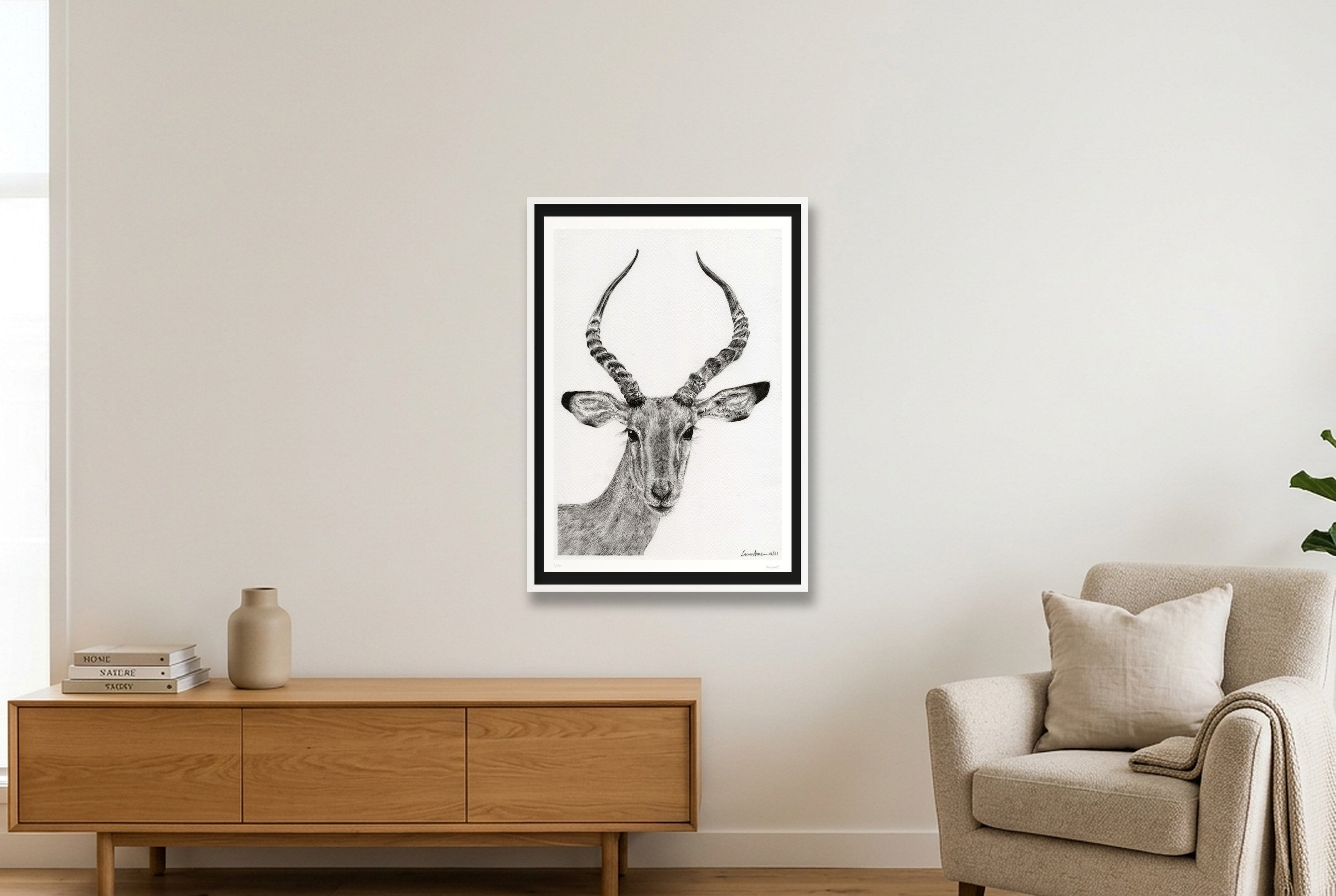 Impalla Giclee Print — 70×100cm, 28×39" White Frame