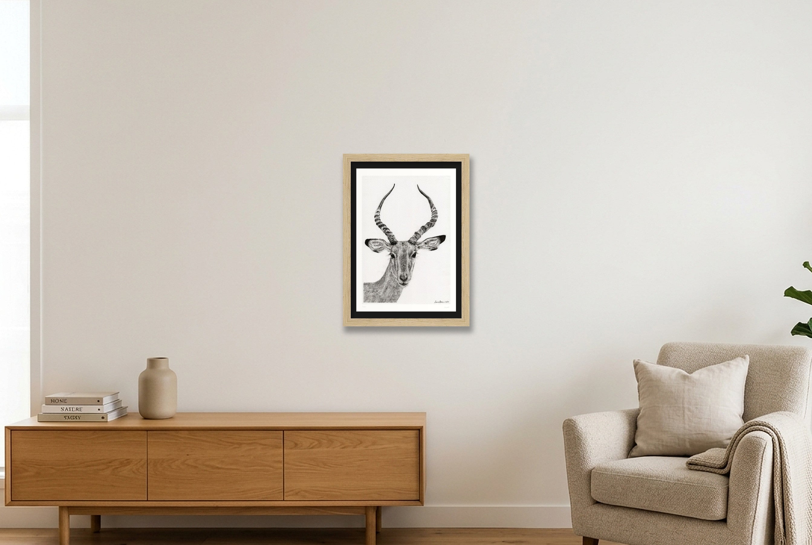 Impalla Giclee Print — A4 (21×30cm, 8×12") Oak Frame