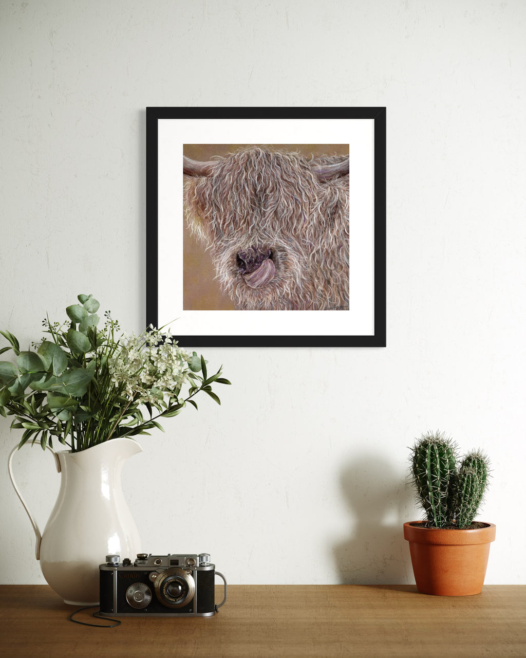 Highland Cow Pastel Drawing