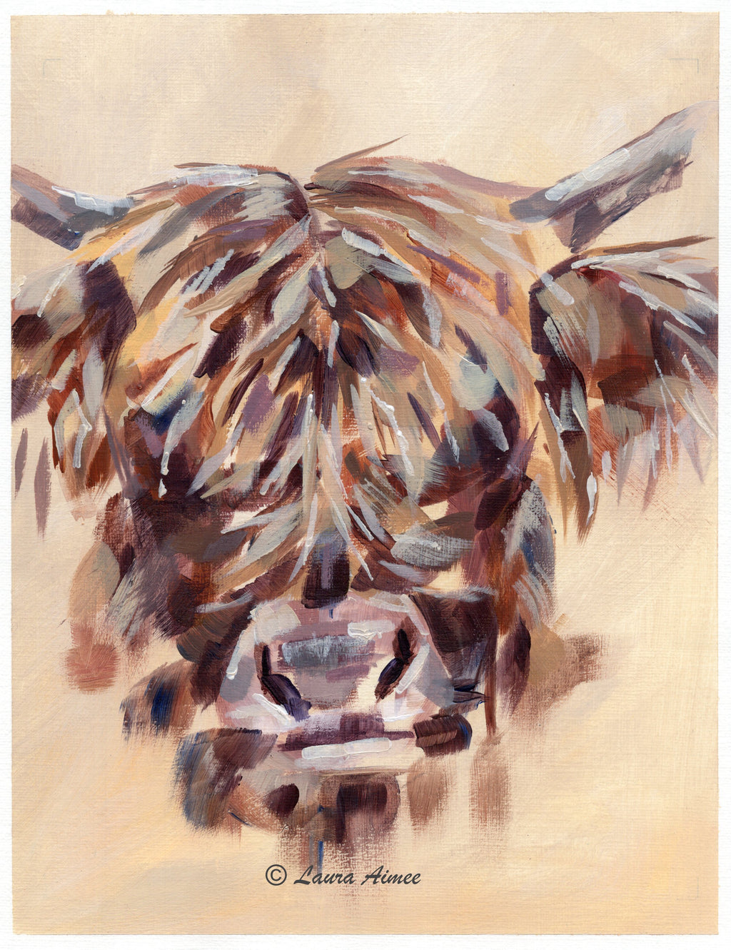 Highland Cow Acrylic Painting