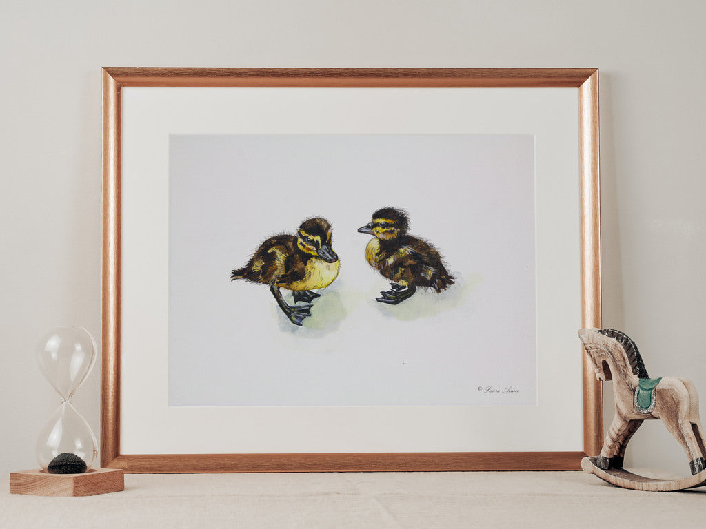 Duckling Watercolour & Fineliner Painting
