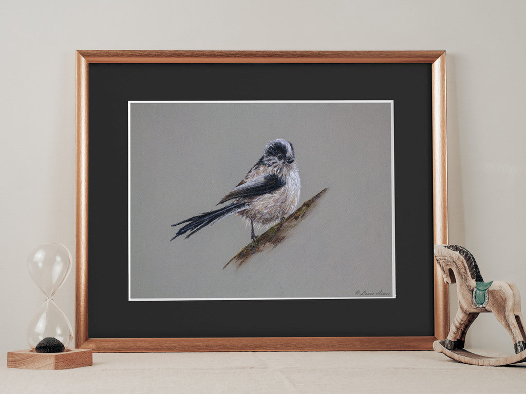 Long-tailed Tit Pastel Bird Drawing