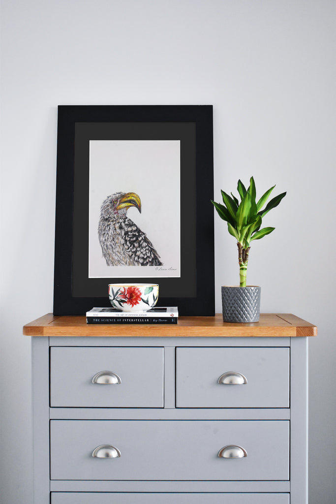 Yellow Billed Fineliner & Pastel Pencil Drawing