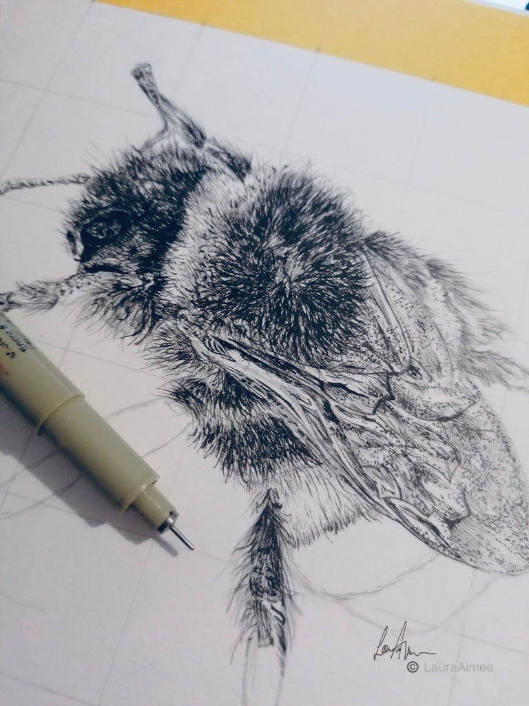 Bumble-Bee Fineliner pen drawing (3/3)
