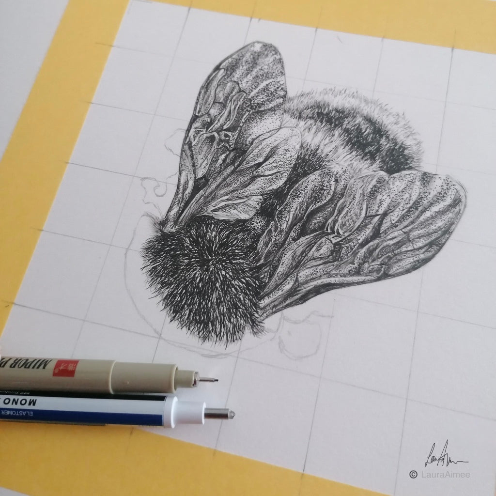 Bumble-Bee Fineliner Pen Drawing (2/3)